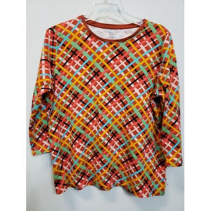 Kim Rogers 3/4 Sleeve multicolored diamond print cotton  pullover